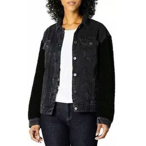Levi’s Black Acid Wash Denim Sherpa Jacket NWT S